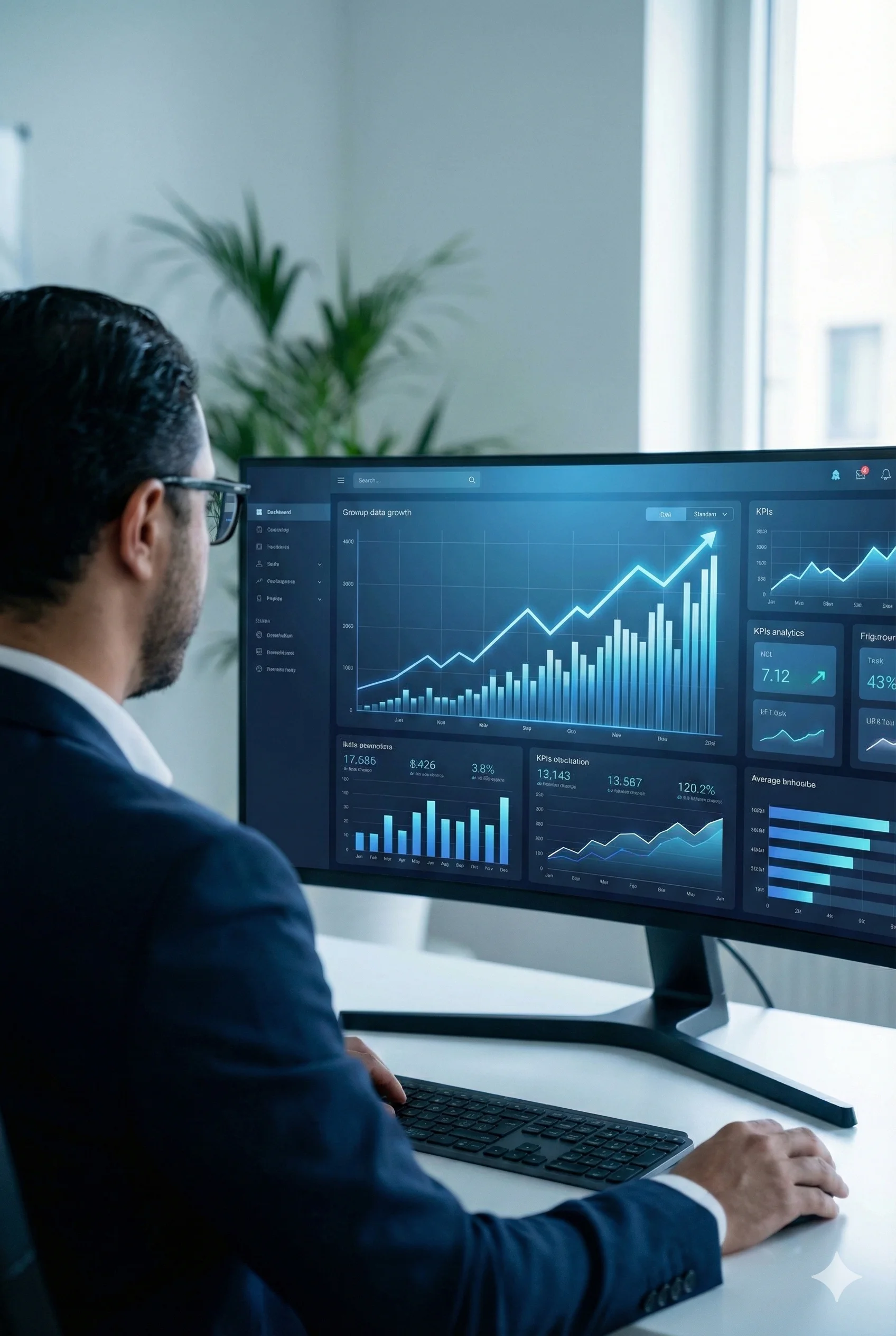 AI agency kosten en ROI analyse dashboard met grafieken en statistieken - AIklik prijzen